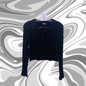 Black Long Sleeve Button Up With Collar